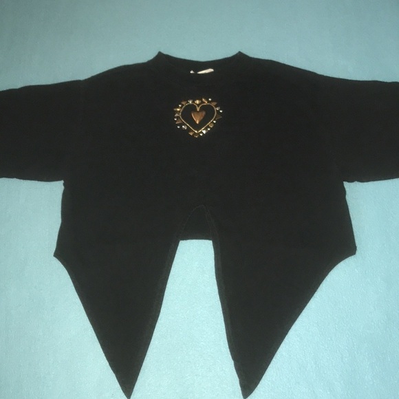 B B GIRLZ heart metallic details cut out crop top knotted at bottom Y2K size M - Picture 2 of 9